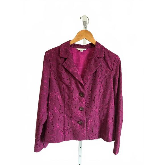 Cabi Fushia Women's Lace Button-Up Blazer Jacket Size 6 - Picture 6 of 8